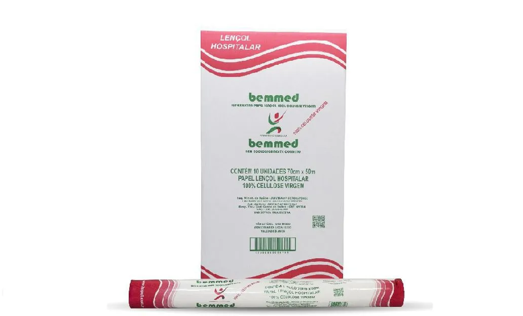 LENÇOL PAPEL ROLO 100% CELULOSE- BEM MED
