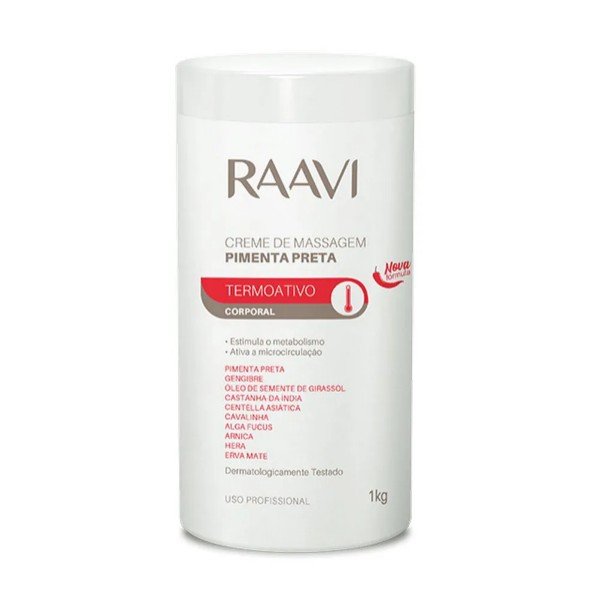 CREME DE MASSAGEM PIMENTA PRETA 1KG-RAAVI